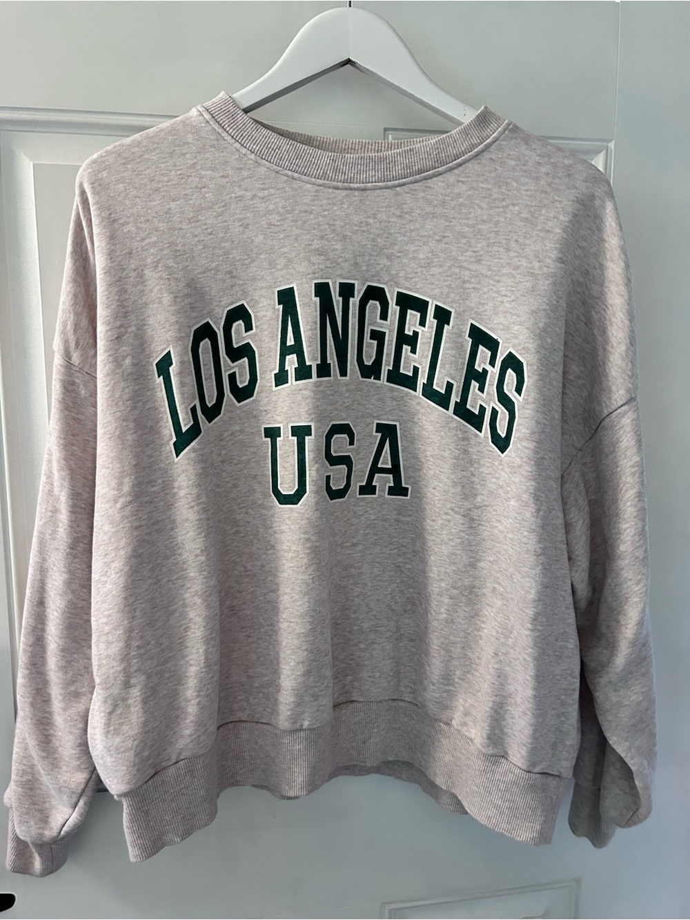 H&M Light Gray Los Angeles USA Sweatshirt with Dark Green Lettering